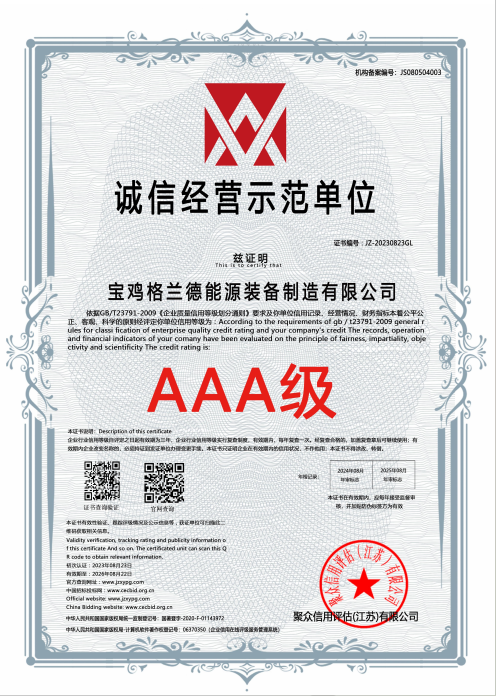 诚信经营示范单位